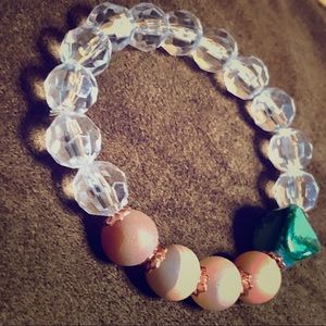 Champagne Druzy, Rose Gold & Turquoise Bracelet